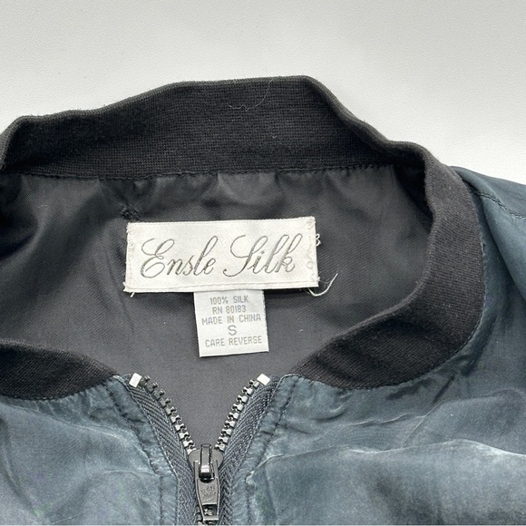 Vintage Collectibles Ensle Silk 100% Silk Black Zip-Up Jacket men’s small - Picture 4 of 12